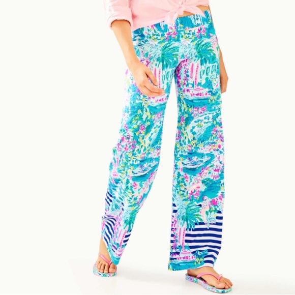 Lilly Pulitzer Pants - Lilly Pulitzer Bal Harbour Wide Leg Pants Postcards from Positano Size XL
